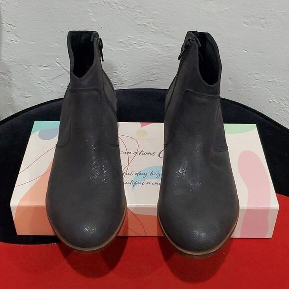 Lucky Brand Belia Leather Ankle Boots in Distressed Black Size 8 - Picture 3 of 16